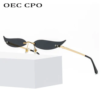 OEC CPO Fashion Black Red Cat eye Solbriller Kvinder Nye Uindfattede solbriller Til Kvinder Tendenser Cool Street Beat Briller O790