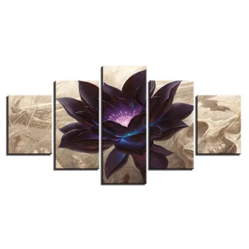 5Pcs Canvas HD Udskriver Black Lotus Malerier Modulære Indretning Plakat Væg Kunst, Tegneserier Blomst Moderne boligindretning Stue Deco -