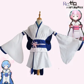 Re:Nul kara Hajimeru Isekai Seikatsu (Start Liv i en Anden Verden) Rem / Ram Cosplay Kostume tøj Kawaii Kimono Kjole
