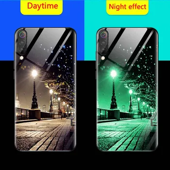 Lysende Glas Telefon Tilfældet For XiaoMi Mi 10 10T 9T Pro 9 SE 8 Lite A2 SPILLE Nat Shine Tilfældet For Redmi Note 9 8 7 pro 5 Cover Sag