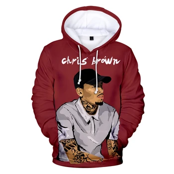 Sort Hættetrøje Rap-Musik Chris brown 3D-Hættetrøjer Mænd/Kvinder Hip Hop Harajuku Chris brown hættetrøjer til mænd, Sweatshirts Plus Størrelse