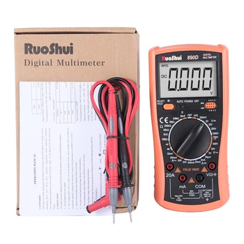 RuoShui 890D Multimeter Sand RMS 20000uF Transistor Tester Høj Nøjagtighed Intelligente Anti-Brændende Universal Digital Multi-Meter