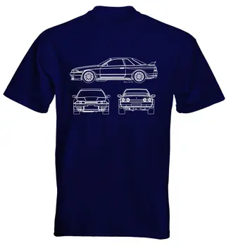 Kortærmet T-Shirt 2019 Nyeste Herre Premium T-Shirt Japan Bil Skyline R32 Plan Skitsere Base Shirt