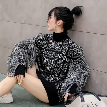 TVVOVVIN Kvast Vintage Mønster Strikket Sweater Lady Style Patchwork Pullover Elegante 2020 Efteråret Korea Mode Nye Sweater F612