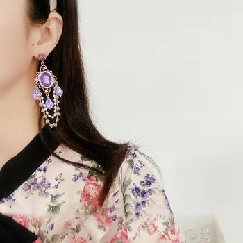 MWSONYA koreanske Mode Vintage Luksus Farverige Cystal Drop Øreringe til Kvinder Elegant Perle Perler Kvast Pendientes Smykker