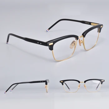 2021 New York Thom Brand Design Frame Briller til Mænd, Kvinder Square Semi Uindfattede Briller Optisk Recept Briller TB711