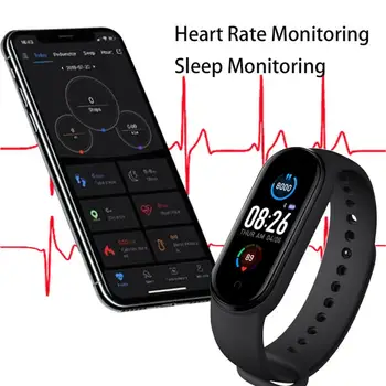 M5 Smart Armbånd Smart Sport-Band Trænings-Og Tracker Skridttæller Blodtryk Pulsmåler Bluetooth Gang Skridt Tæller