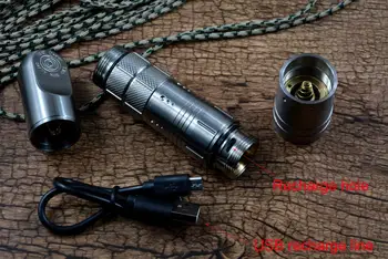 TWOSUN TS258 LED Lygter Lommelygte Titanium Legering Håndtag Genopladelig Vandtæt 350 Lemens til Udendørs Camping Jagt Søg
