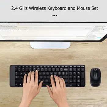 Logitech MK220 Gaming Tastatur, Mus Combo 2.4 GH Trådløse Tastatur med USB-Modtager til Stationære Computer, Bærbare PC, og Smart-TV