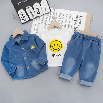 Børnetøj 2020 Efterår&vinter Nye Drenge Denim Jakke + T-Shirt + Jeans 3pcs/ Sæt Kids Toddler Drenge Tøj