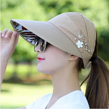 2020 Hot kvinder sommer, Sol Hatte Strand Hat Beskyttelse UV-beskyttelse kvindelige cap Casual Dame Sommer Caps Hestehale Wide Brim Hat