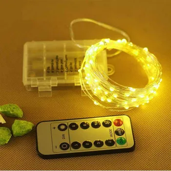 10M 33ft Kobber Sølv Wire LED String Lys Fe Garland Lampe Dekorative Jul Med 8 Modes Fjernbetjening batteridrevne
