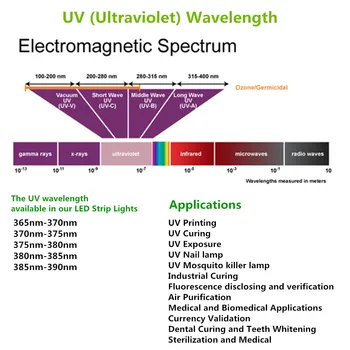 365nm 380nm 395nm UV-Sort Lys LED Strip Light SMD2835 12V 60LEDs/Mtr Non-Vandtæt til UV-Hærdende -, Valuta-Validering