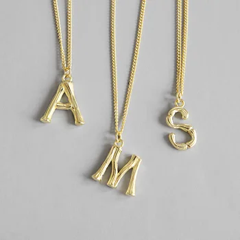 LouLeur 925 sterling sølv vintage A M S bogstav halskæde guld simple temperament halskæde til kvinder festival smykker