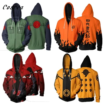 Japansk Anime Naruto Tøj Zipper Hoodie Sweatshirt Mænd Naruto Tøj Kvindelige Naruto Hoodie Kostume Naruto Jakke Top Coat