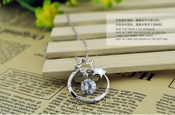 Høj kvalitet, mode brand smykker massiv 925 sølv 5A zircon stjerne vedhæng halskæde charme kvinde sterling sølv kæde gave