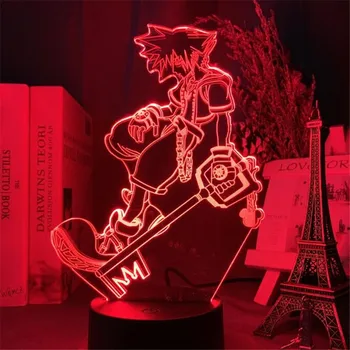 Kingdom Hearts Sora LED Nat Lys 3D-Animationsfilm Figur Lampe Spil Tegnefilm Figur Soveværelse Dekoration Lampara Kreativ Belysning, Xmas