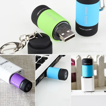 Mini-Lygter Led-Lys Usb-Opladning, 5W 25lumen Bærbare Led Lommelygte USB-Genopladelige Nøglering Gul Lanterne Camping Lampe
