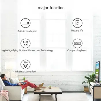 Logitech K400 Plus Trådløst Tastatur med Touchpad Bærbare Touch-Panel Uniflying Tech for Bærbare PC, Android Smart TV HTPC