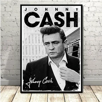 Johnny Cash Musik rockband Stjernede Vintage Plakat og Print Væg Kunst, Lærred Maleri på Væggen Billeder til stuen Home Decor