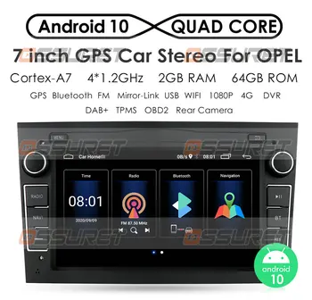 2 DIN Android 10 2G 64G BIL-GPS for opel Vauxhall Astra H G J Vectra Antara Corsa Zafira Vivaro Meriva Veda IKKE DVD-AFSPILLER, wifi