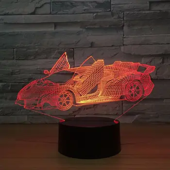 Hurtig Hastighed sportsvogn 3D-Nat Lys Bil Lampe USB-7 Farver Skiftende Touch Skifte LED Soveværelse Lampe Part Indretning Lampe Kid Gaver