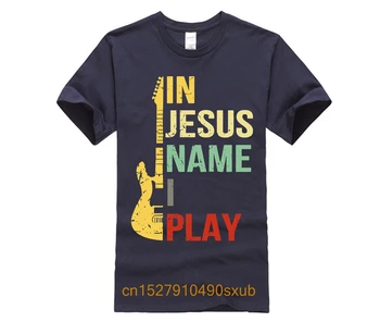Mænds Casual Print Bomuld T-Shirt Populære I Jesu Navn jeg Spiller Guitarist Vintage Version Mænd ' s Tegneserie Sjov T-shirt