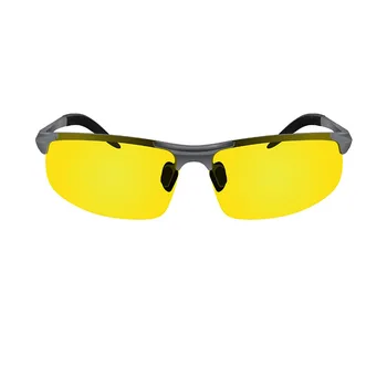 Aften Kørsel Briller -Semi Polariseret Gul Farve Vision Anti Glare Linse UV400 Driver Ubrydelig Metal Ramme Solbriller N001