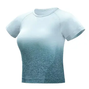 Women ' s Yoga-Shirts Fitnesscenter Kører Fitness korte ærmer T-shirt Crop Tops Yoga Fitness Trænings-og Ombre Sport Uddannelse Top shirt