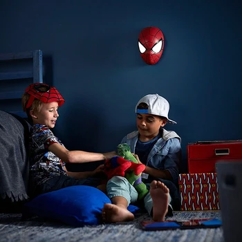 Acecorner Spider Mand Ansigt Superhelt 3D LED-væglampe Kreative Marvel Avengers Nat Lys til Jul Drenge Barn Gaver