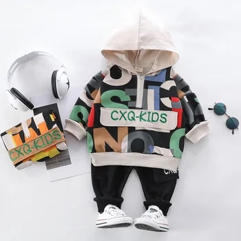 Ny Efterår Baby Fashion Tøj til Børn Drenge Print Hoodie Piger Bukser 2pcs/sæt Foråret Børn Toddler Spædbarn Tøj Sportstøj