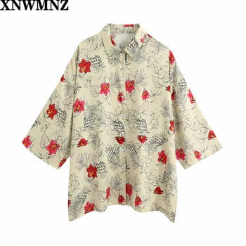 XNWMNZ za Prairie Smarte Turn Down Krave Bluser Kvinder Mode Trykte Shirts Kvinder Elegante Lange Ærmer Toppe Kvindelige Damer