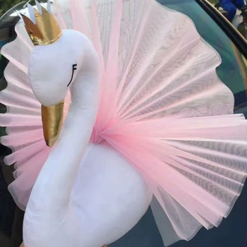 Sød 3D Golden Swan Crown Væg Kunst Hængende Pige Swan Dukke Udstoppet Legetøj Dyrs Hoved Væg Udsmykning Til børneværelset Fødselsdag, Bryllup Gave