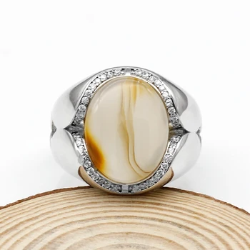 Tyrkisk Håndlavede Smykker 925 Sterling Sølv Mænd Ring med Store Naturlige Onyx Sten Ring Thai Sølv Ring for Mandlige Kvinder Gave