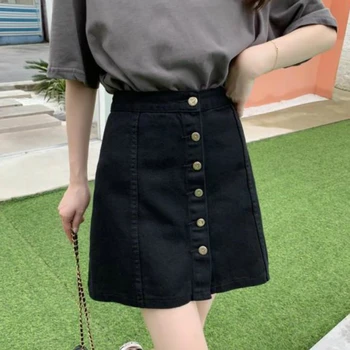 Denim Nederdele til Kvinder Solid Enkel Fritid Smarte Plus Størrelse 2XL Elegante Alle-match Dame koreansk Stil Bodycon Mini Nederdel A-linje Ny