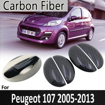 Sort Carbon Fiber til Peugeot 107 2005 2006 2007 2008 2009 2010 2011 2012 2013 dørhåndtag Cover Sticker Bil Tilbehør