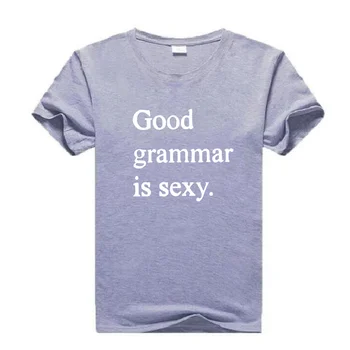 God Grammatik Er Sexet Brev Print T-shirt til Kvinder i Moderigtigt Tøj Harajuku Plus Size t-Shirts Sommeren Gade 0-hals Bomuld T-shirts