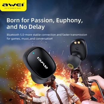Awei TWS 5.0 Øretelefoner Touch Sensor Bluetooth-Hovedtelefoner, Auto-Parring Gaming Hovedtelefoner T13 med 300mAh Opladning Sagen