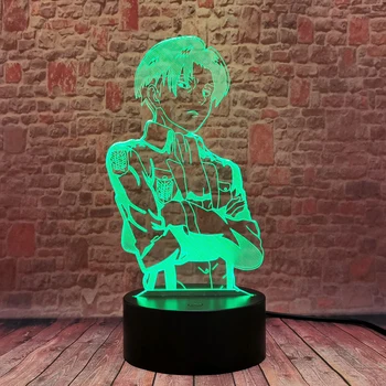 Cool 3D Fjernsyn Nightlight LED 7 Farver Ændre Lampe Model Kaptajn Levi Ackerman Angreb på Titan Anime Figur Legetøj for børn
