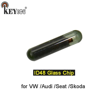 KEYECU 1x/ 2x ID48 Glas Chip Transponder Fjernbetjeningen Chip Auto Bil for Tom Chip Til Volkswagen V*W Audi-Seat-Skoda