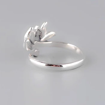 Foxanry 925 Sterling Sølv Trendy Ringe til Kvinder Kreative Enkel Flerfarvet Drop Glasur Lotus Elegant Party Smykker Gaver