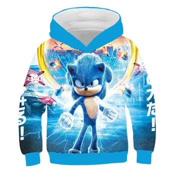 3D-Sonic the Hedgehog baby Hættetrøjer Børn Tegnefilm Børn Super Sonic drenge Sweatshirt Harajuku Streetwear hættetrøjer