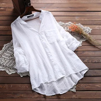 Fashionable Kvinder Skjorte Bluse af Bomuld Efteråret Damer Toppe, langærmede Bluser Kontor Camisa Feminina koreanske Bluser Hvid
