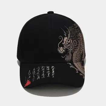 2020 Kinesiske drage print bomuld Casquette Baseball Cap Justerbar Snapback Hatte til mænd og kvinder 215