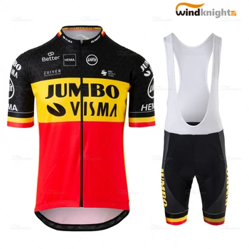 Team Jumbo Belgien Champion replica trøje sæt 2020 sommeren Korte Ærmer mænd cykling tøj Roupa de ciclismo Hurtig Tør Passer til