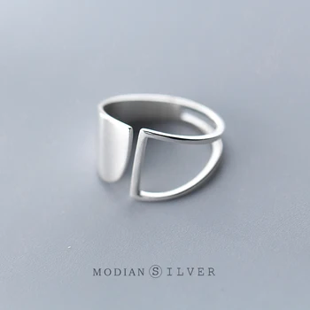 Modian Mode Design Geometriske Udsøgt Sølv Fingerring Til Kvinder I Ægte 925 Sterling Sølv Hule Stjernede Fine Smykker Bijoux