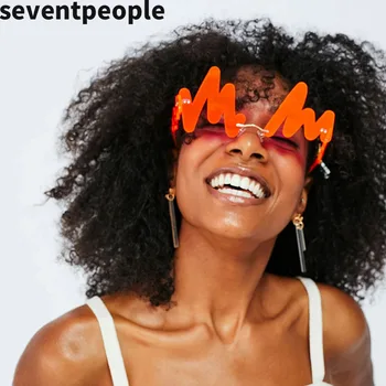 2020 Mode Unik Uindfattede Solbriller Kvinder Trendy N-Formet Bølge, Sol Briller, Uregelmæssig Sjove Caterpillar Briller Til Fest