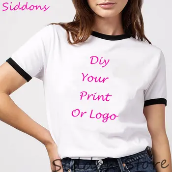 Tilpassede Print t-Shirt Femme Dit Eget Design Logo Billede Sommer Hvid Tilpasset Kvinder T-shirt Plus Size T-Shirt Kvindelige
