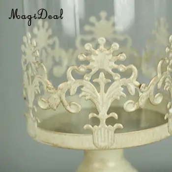 Vintage Søjle Stearinlys Indehaveren Canderholder Lysestage med Glas låg til Home Wedding borddekoration