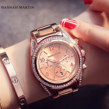 Rose Gold Luxury Brand HM Kvinders Mode Ure 2016 Reloj Mujer Mænds Kvarts Casual Armbåndsur Montre Femme Marque De Luxe